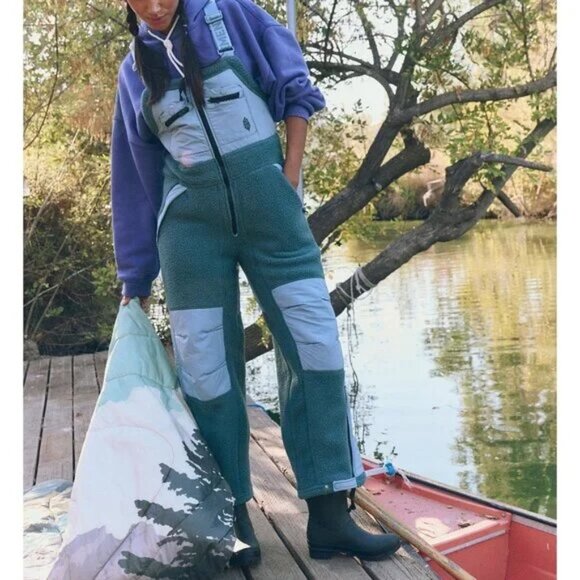 Free People Hit the Slopes Salopette Overalls Midnight Jade XS - Picture 5 of 5